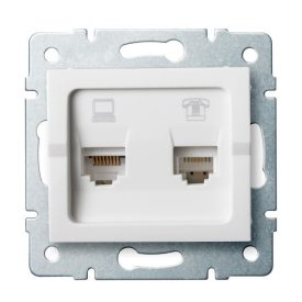   MOWION LOGI 02-1430-002 Számítógép és telefoncsatlakozó aljzat (RJ45 Cat 5e+RJ11)