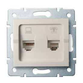   MOWION LOGI 02-1440-003 Számítógép és telefoncsatlakozó aljzat (RJ45 Cat 6+RJ11)