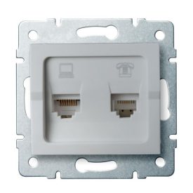   MOWION LOGI 02-1430-043 Számítógép és telefoncsatlakozó aljzat (RJ45 Cat 5e+RJ11) 