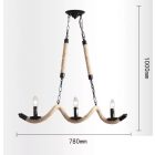 Universo Kender kötél csillár 3X E14 foglalattal, 780 x 1000 mm