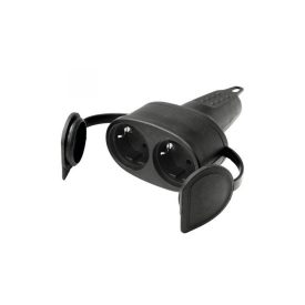 Földelt gumi dupla dugalj CP FEKETE "A" IP44