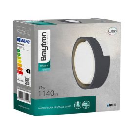 BRAYTRON oldalfali lámpatest 12W 3000K 1140Lm IP65 fekete