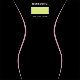   Újdonság Hausberg HB-6003NG üveg fürdőszobai mérleg fekete