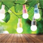 Polux Napelemes fényfüzér, pasztell színű izzók, meleg fehér fénnyel