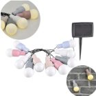 Polux Napelemes fényfüzér, pasztell színű izzók, meleg fehér fénnyel