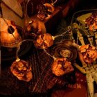 Koponya halloween fényfüzér, meleg fehér, 1,5 méter