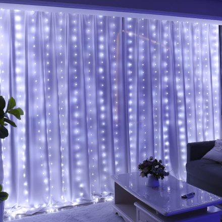LED karácsonyi fényfüggöny, 2x2 méter, hideg fehér