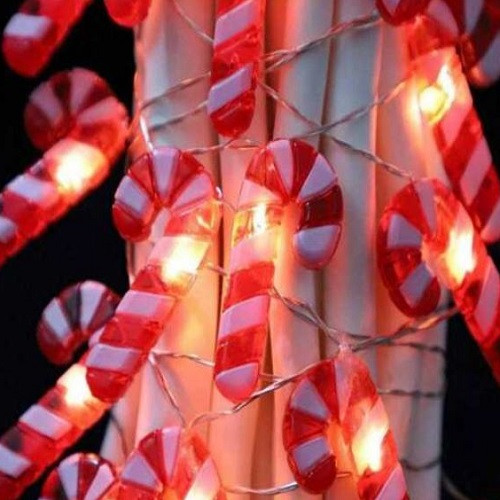 karácsonyi Cukorbot fényfüzér, elemes, 20 LED-es