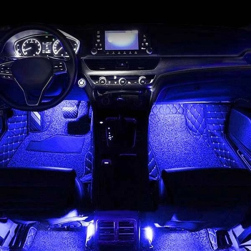 RGB LED lábtér világítás szett autóba – színes , távirányítós, USB csatlakozás