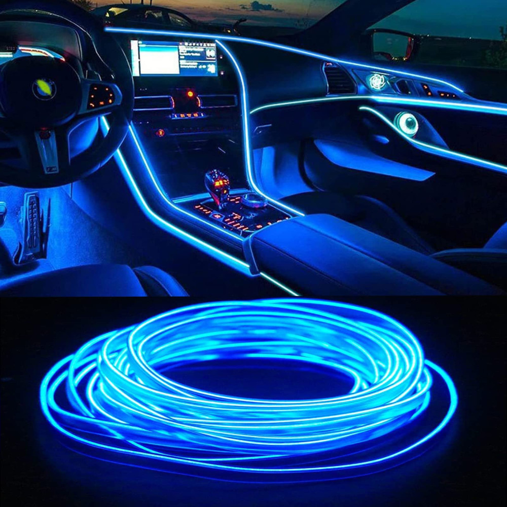Autós beltéri Neon LED fénykábel, 3m, USB csatlakozással, 4 féle színben